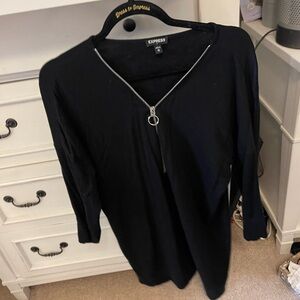 Express Black Women's Blouse with Zipper Detail